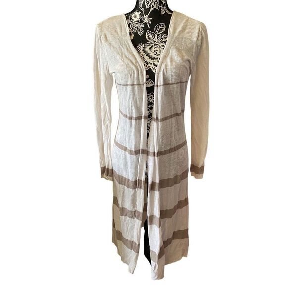 CAbi Striped Knit Cardigan Sweater Boho Bohemian Preppy Ribbed - Picture 1 of 13